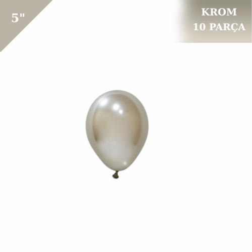 Lateks Krom Parlak Balon 5 İnç 10 Parça Koyu Gümüş - 