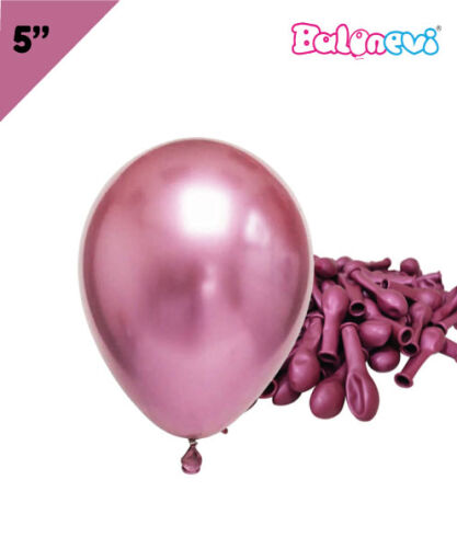 Lateks Krom Parlak Balon 5 İnç 100 Parça Fuşya - 
