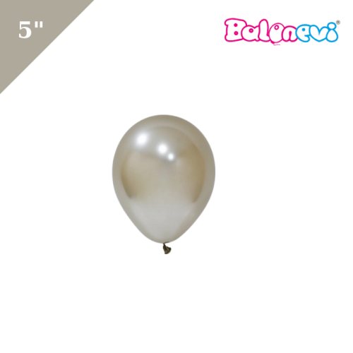 Lateks Krom Parlak Balon 5 İnç Beyaz Altın Renk 100 Parça - 1