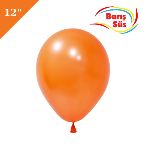 Lateks Metalik Balon 50 Parça Turuncu 12 İnç Barış Süs - 