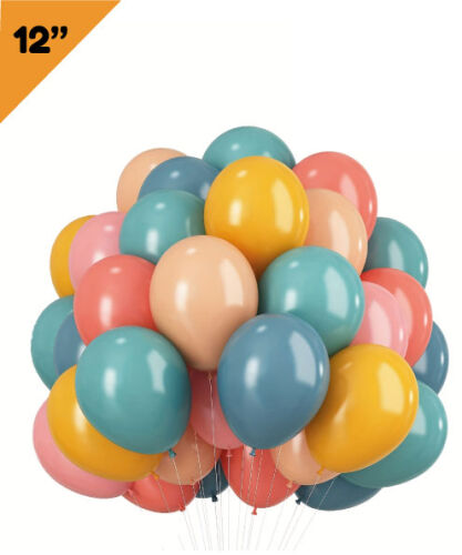Lateks Retro Balon 12 İnç 100 Parça Kalisan Karışık (MİX) - 