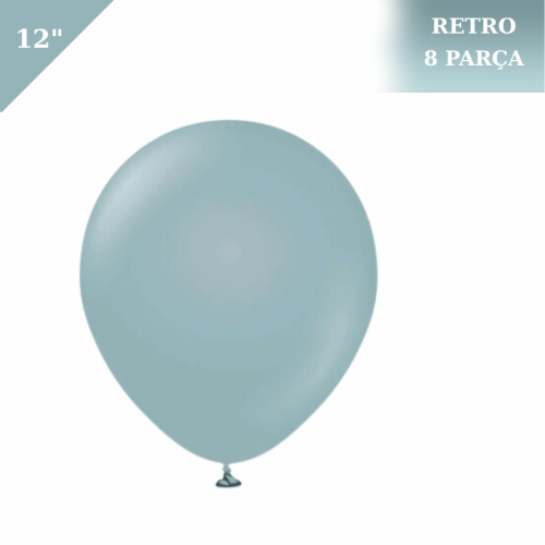 Retro Lateks Balon 12 inç 8 Parça Fırtına Mavisi ( Storm) - 