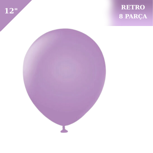 Retro Lateks Balon 12 inç 8 Parça Lavanta ( Lavender) - 1