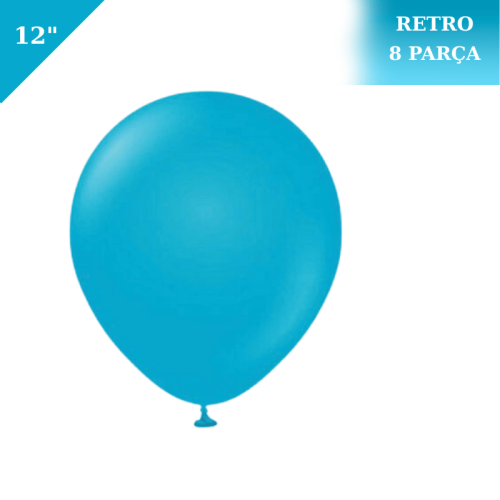 Retro Lateks Balon 12 inç 8 Parça Mavi Cam ( Blue Glass) - 