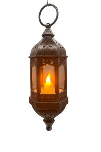 Ledli Fener Asmalı Eskitme Model 20 Cm Gümüş - 1