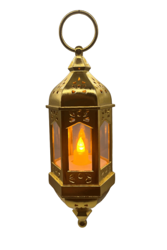 Ledli Fener Asmalı Parlak Model 20 Cm Altın - 1