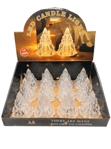 Ledli Fener Çam Ağacı Kristal Model Gün Işığı 8 Cm 12 Parça - 