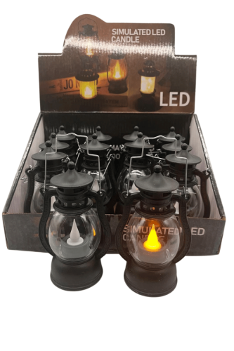 Ledli Fener Gaz Lambası Model Pilli 13 Cm Siyah 12 Parça - 
