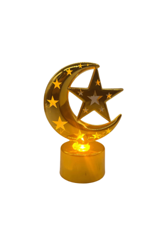 Mum Ledli Tealight Ay Yıldız Model Altın - 
