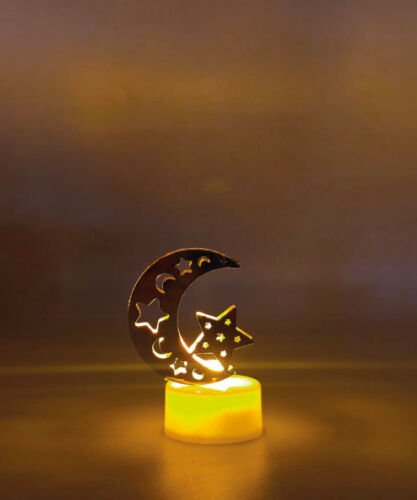 Mum Ledli Tealight Metal Ay Yıldız Model Altın - 2
