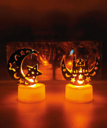 Mum Ledli Tealight Metal Ay Yıldız Model Altın - 3
