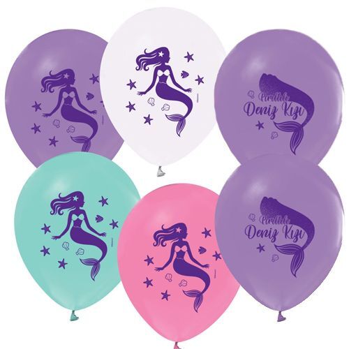 Lisanslı Deniz Kızı Balon 8 Parça - 