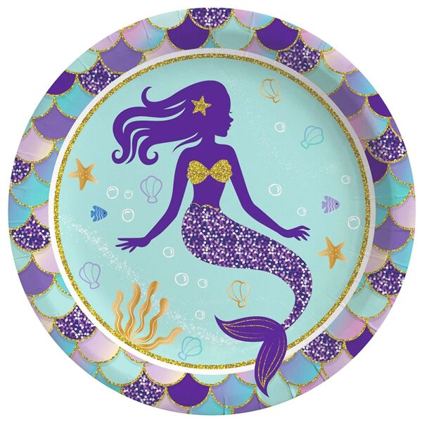 Lisanslı Deniz Kızı Karton Tabak 23 Cm 8 Parça - 1
