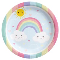 Lisanslı Gökkuşağı Karton Tabak 23 Cm 8 Parça - 1