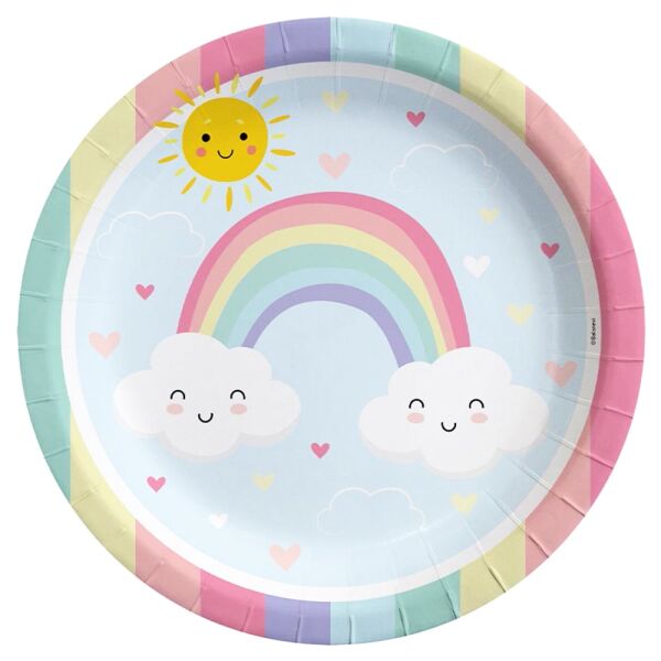 Lisanslı Gökkuşağı Karton Tabak 23 Cm 8 Parça - 1
