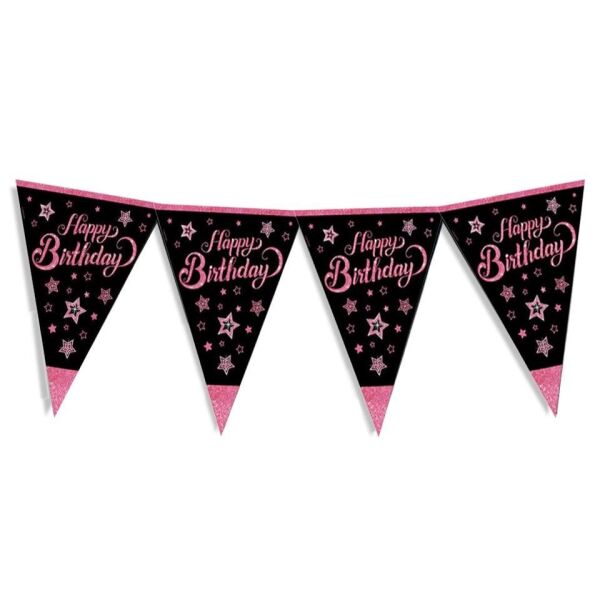 Lisanslı Pink Stars Üçgen Flama - 