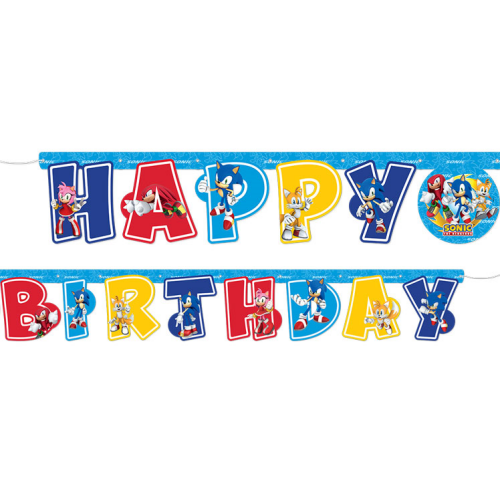 Lisanslı Sonic Happy Birthday Banner - 1