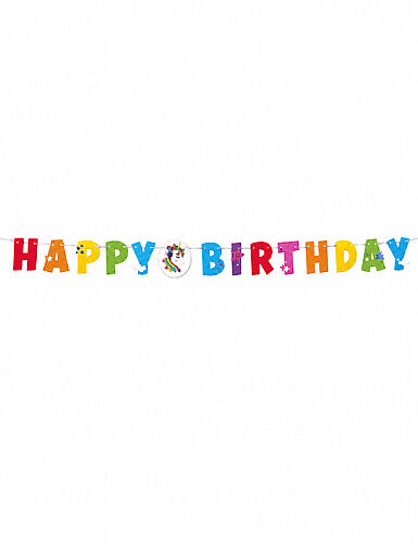 Lisanslı Unicorn Temalı Happy Birthday - 
