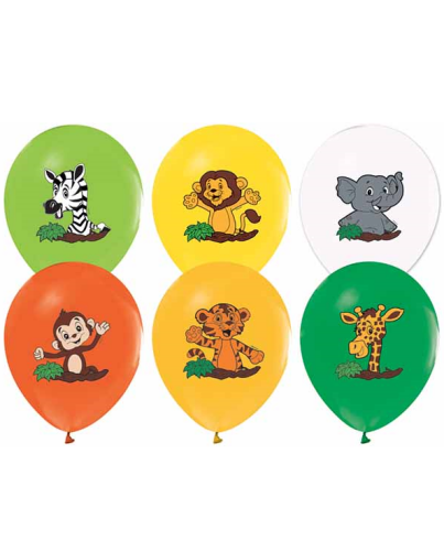 Lisanslı Safari Lateks Balon 8 Parça - 1