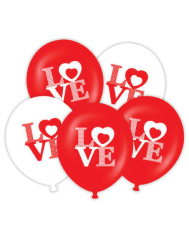 Lateks Baskılı Balon Love Kırmızı Beyaz 100 Parça - 