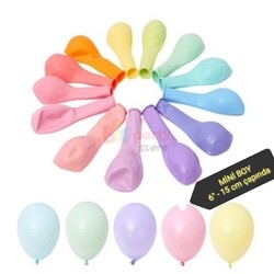  - Lateks Pastel Balon Mini Makaron Karışık Renkli 6′′ 100 ′lü