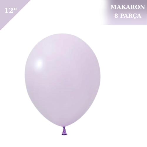 Makaron Soft Lateks Balon 12 İnç 8 Parça Lila - 