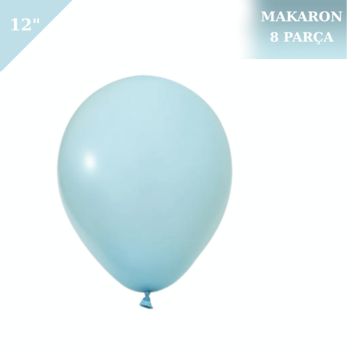 Makaron Soft Lateks Balon 12 İnç 8 Parça Mavi - 