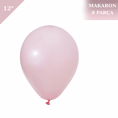 Makaron Soft Lateks Balon 12 İnç 8 Parça Pembe - 