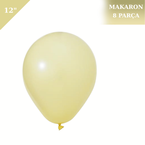Makaron Soft Lateks Balon 12 İnç 8 Parça Sarı - 