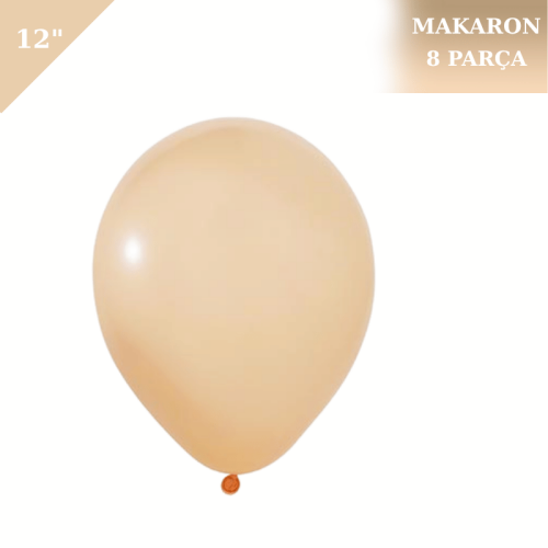 Makaron Soft Lateks Balon 12 İnç 8 Parça Somon - 