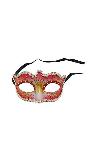 Maske Plastik İşlemeli Simli Lüks Fuşya - 