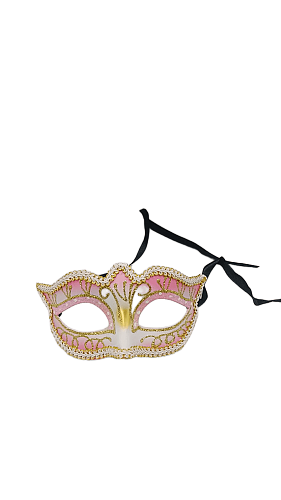 Maske Plastik İşlemeli Simli Lüks Pembe - 