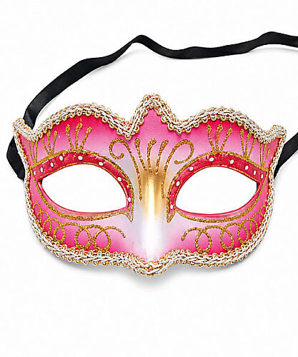Maske Plastik İşlemeli Simli Lüks Pembe - 