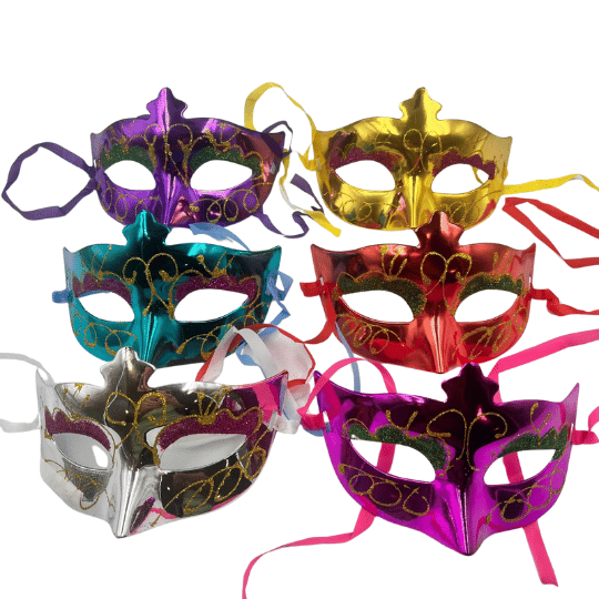 Maske Plastik Simli 12li Renkli - 2
