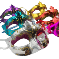 Maske Plastik Simli 12li Renkli - 1