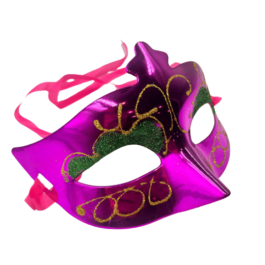 Maske Plastik Simli Fuşya - 