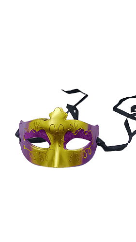 Maske Plastik Lüks Parlak Simli Kabartmalı Fuşya - 