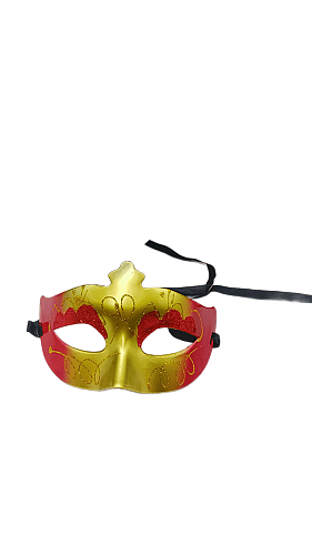 Maske Plastik Lüks Parlak Simli Kabartmalı Kırmızı - 