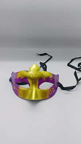  Maske Plastik Lüks Parlak Simli Kabartmalı Mor - 