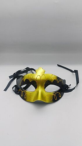 Maske Plastik Lüks Parlak Simli Kabartmalı Siyah - 