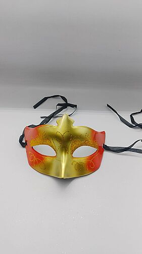 Maske Plastik Lüks Parlak Simli Kabartmalı Turuncu - 