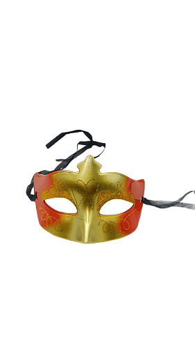 Maske Plastik Lüks Parlak Simli Kabartmalı Turuncu - 