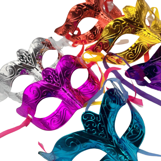 Maske Plastik Kabartmalı 12li Renkli - 