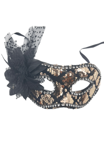 Maske Plastik Pullu Çiçekli Lüks Rose Gold - 1