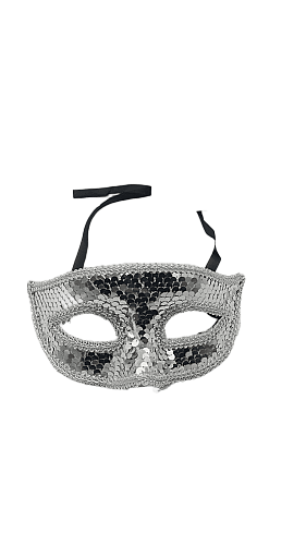 Maske Plastik Pullu İşlemeli Lüks Gümüş - 