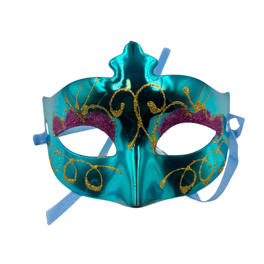 Maske Plastik Simli Mavi - 2