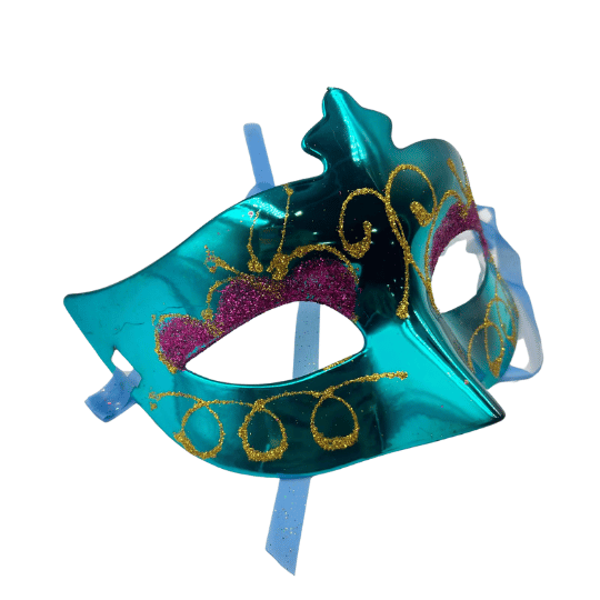Maske Plastik Simli Mavi - 