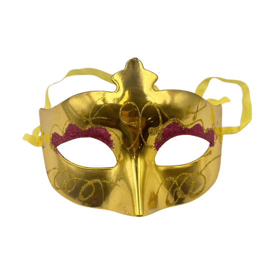 Maske Plastik Simli Altın - 2