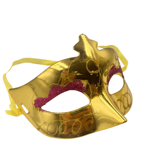 Maske Plastik Simli Altın - 