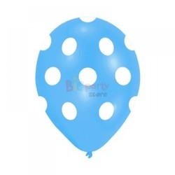 Lateks Baskılı Balon Mavi Puantiyeli Baskılı Balon 6lı - 1